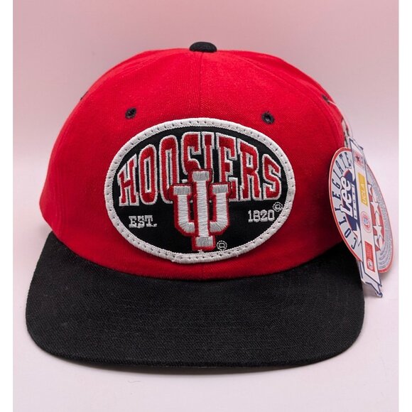 Vintage NEW Indiana Hoosiers IU Hat Cap Snapback Lee Sport NWT NOS VTG Red Black - Picture 2 of 6
